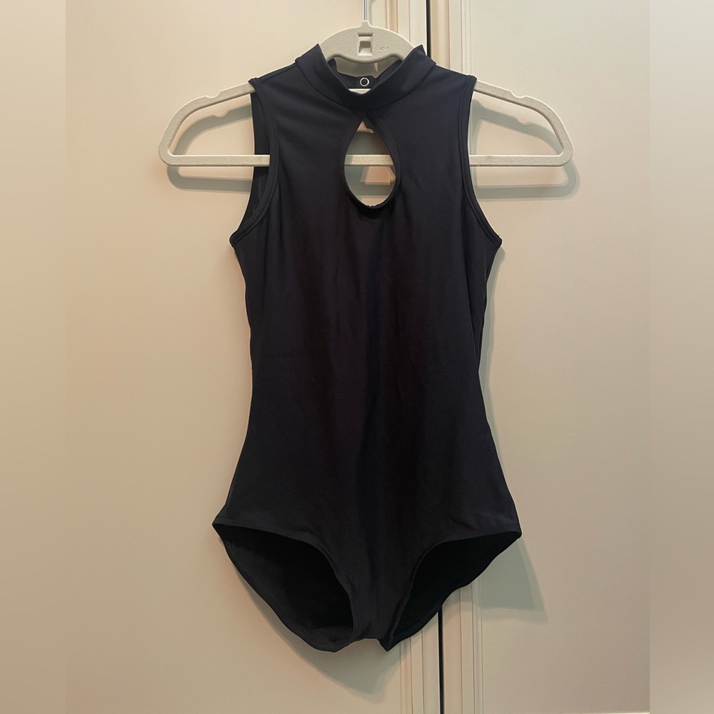 Black YUMIKO high neck keyhole leotard